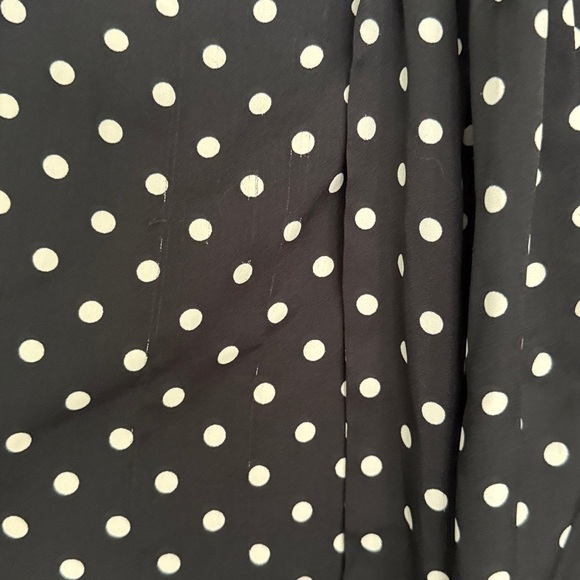 Forever 21 tie neck long sleeves tunic mini dress Black White Polka Dots Sz M - Picture 8 of 8